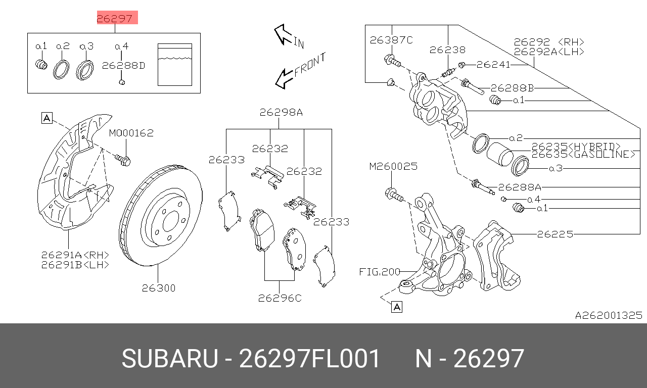 Ремкомплект тормозного суппорта - Subaru 26297FL001