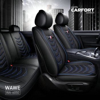 Чехлы (накидки)  Wave, экокожа, комплект, черный - CarFort WA6050