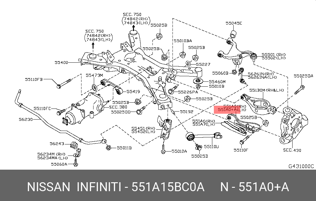 Рычаг z52r RL нижн - Nissan 551A1-5BC0A