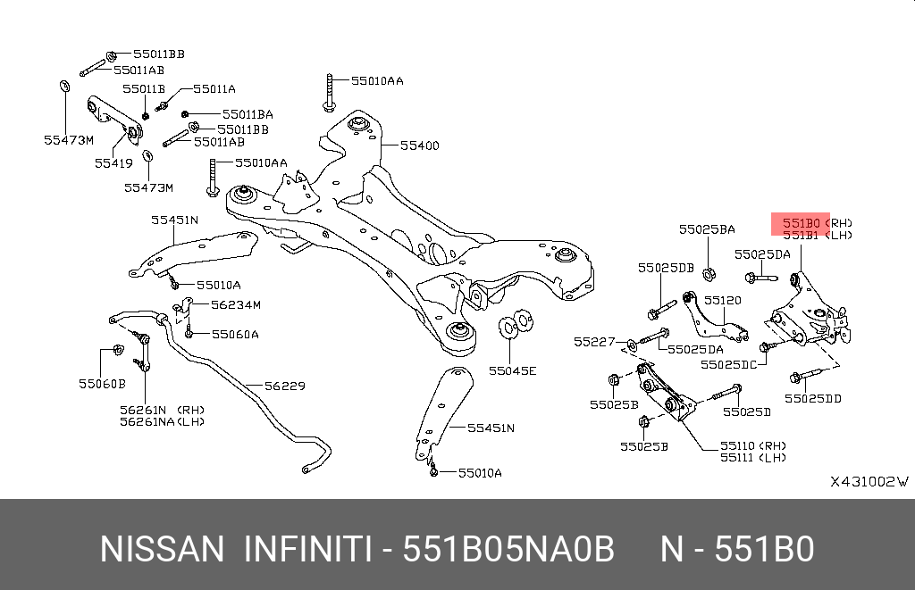 Рычаг задний нижний - Nissan 551B0-5NA0B