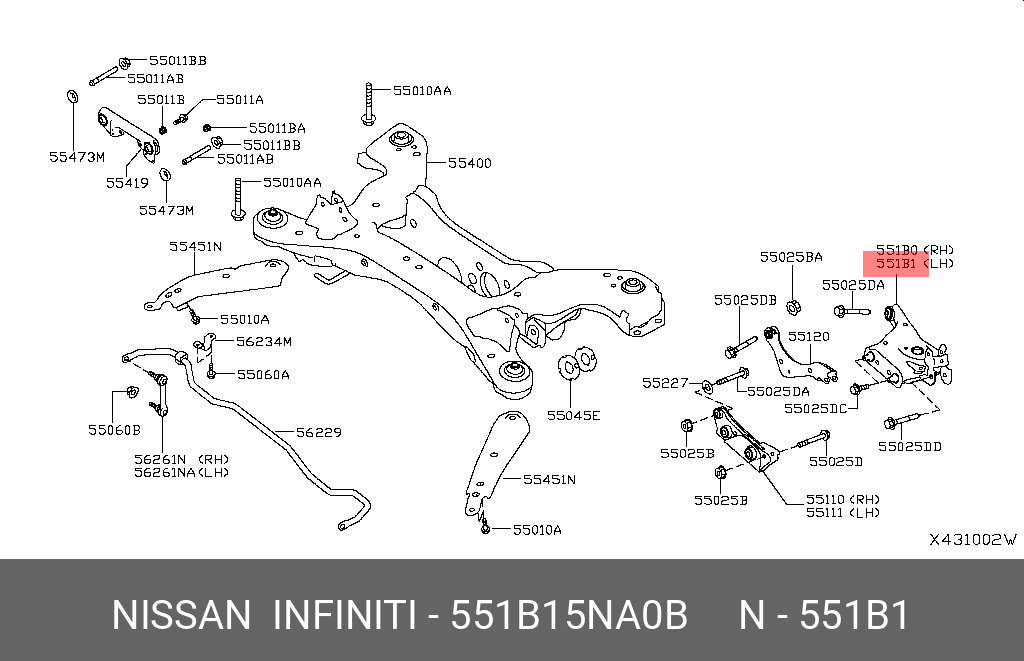 Рычаг задний нижний - Nissan 551B1-5NA0B