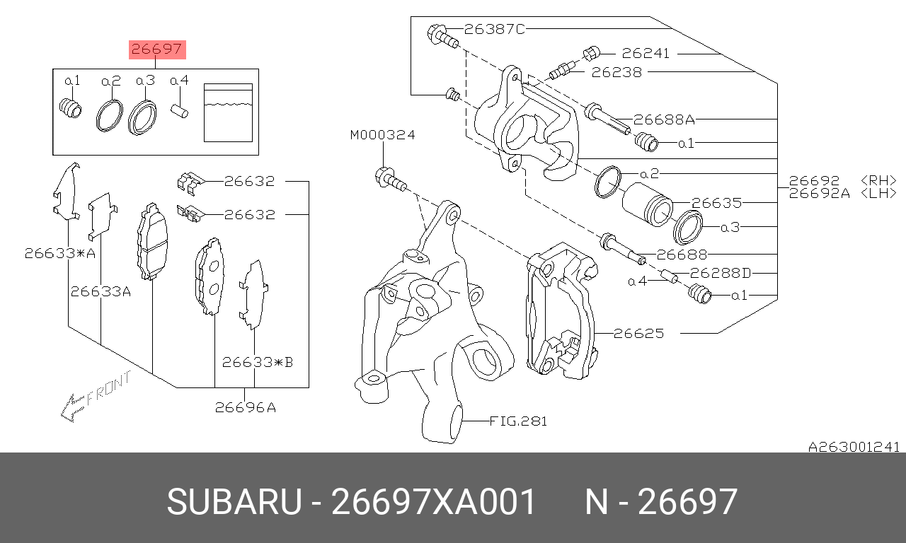 Ремкомплект суппорта - Subaru 26697XA001