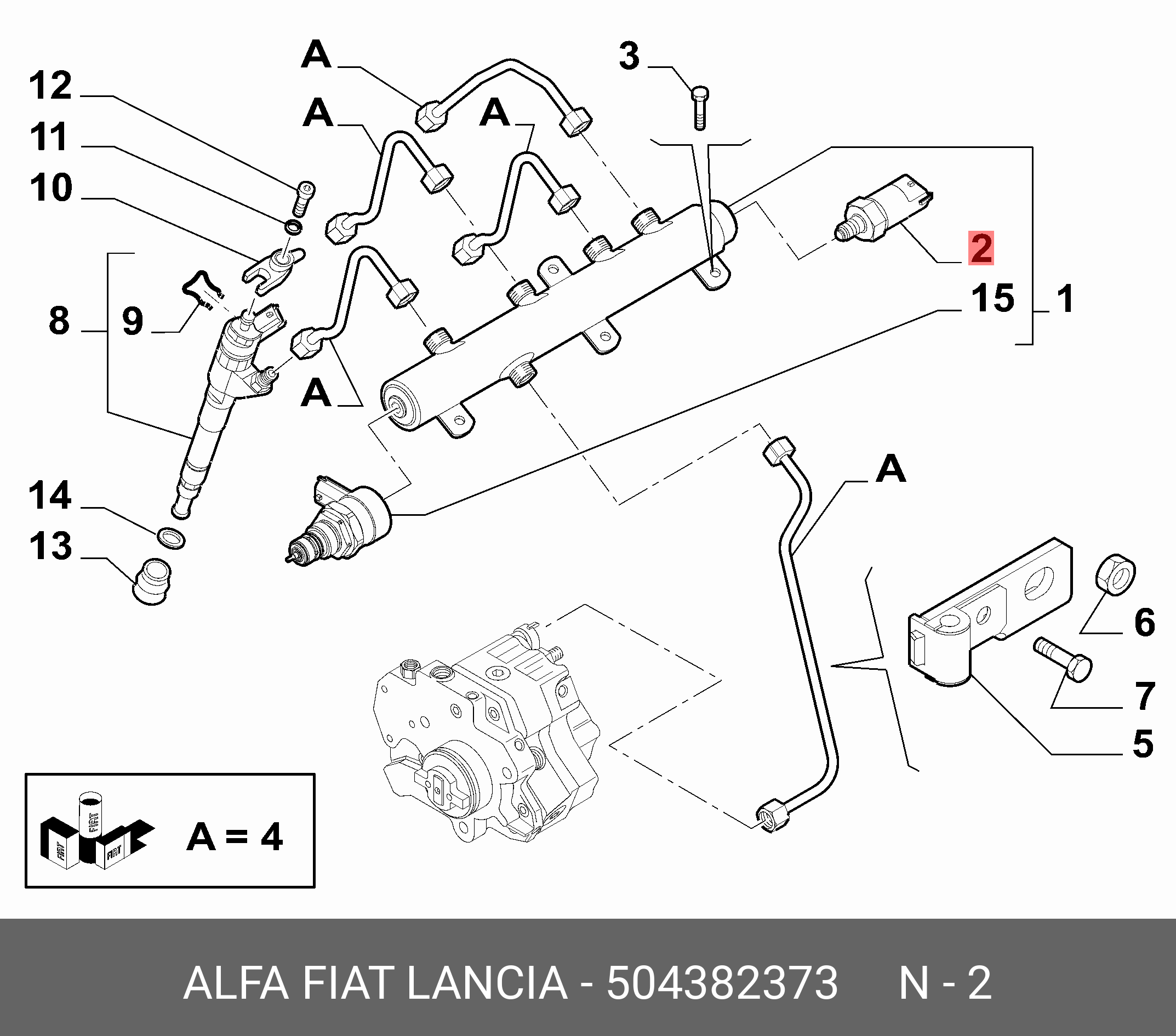Датчик давления топлива Fiat Ducato 2.0d-3.0d Multijet/Citroen Jumper 3.0hdi 06- - Fiat/Alfa/Lancia 504382373