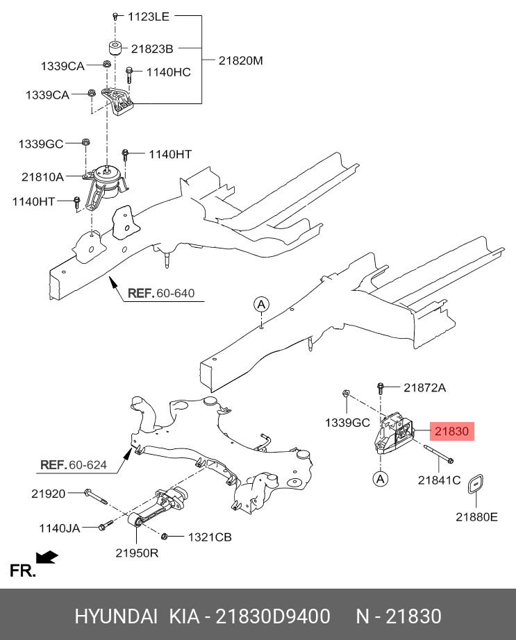 Опора КПП - Hyundai/Kia 21830D9400