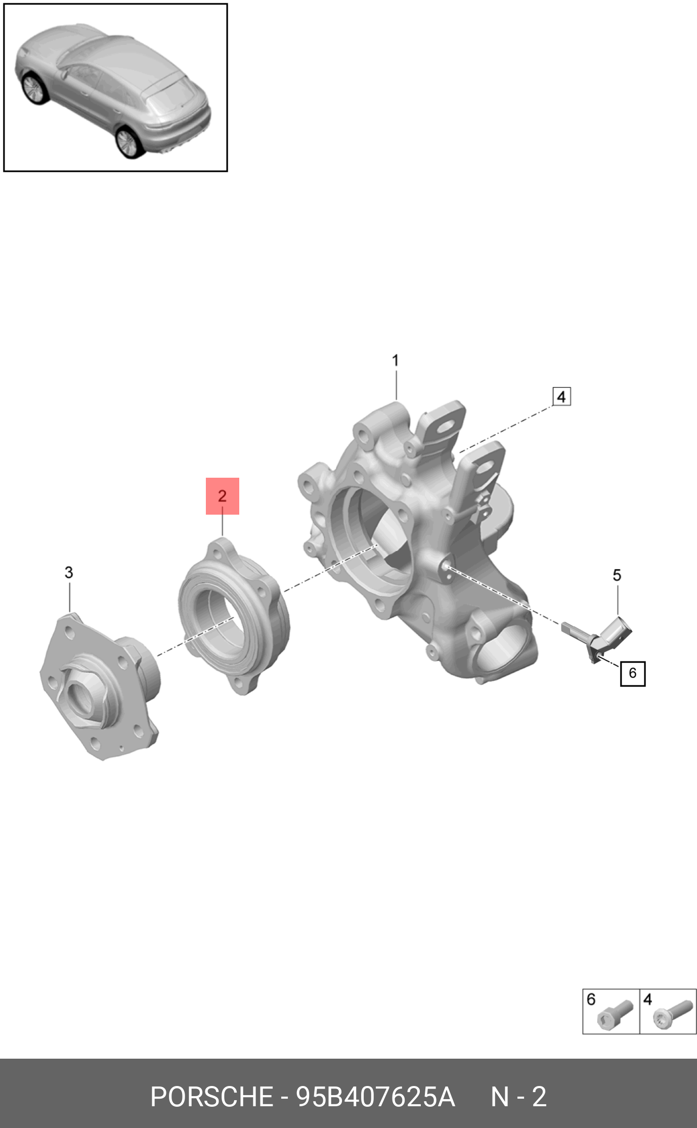 Подшипник ступицы | зад | - Porsche 95B407625A