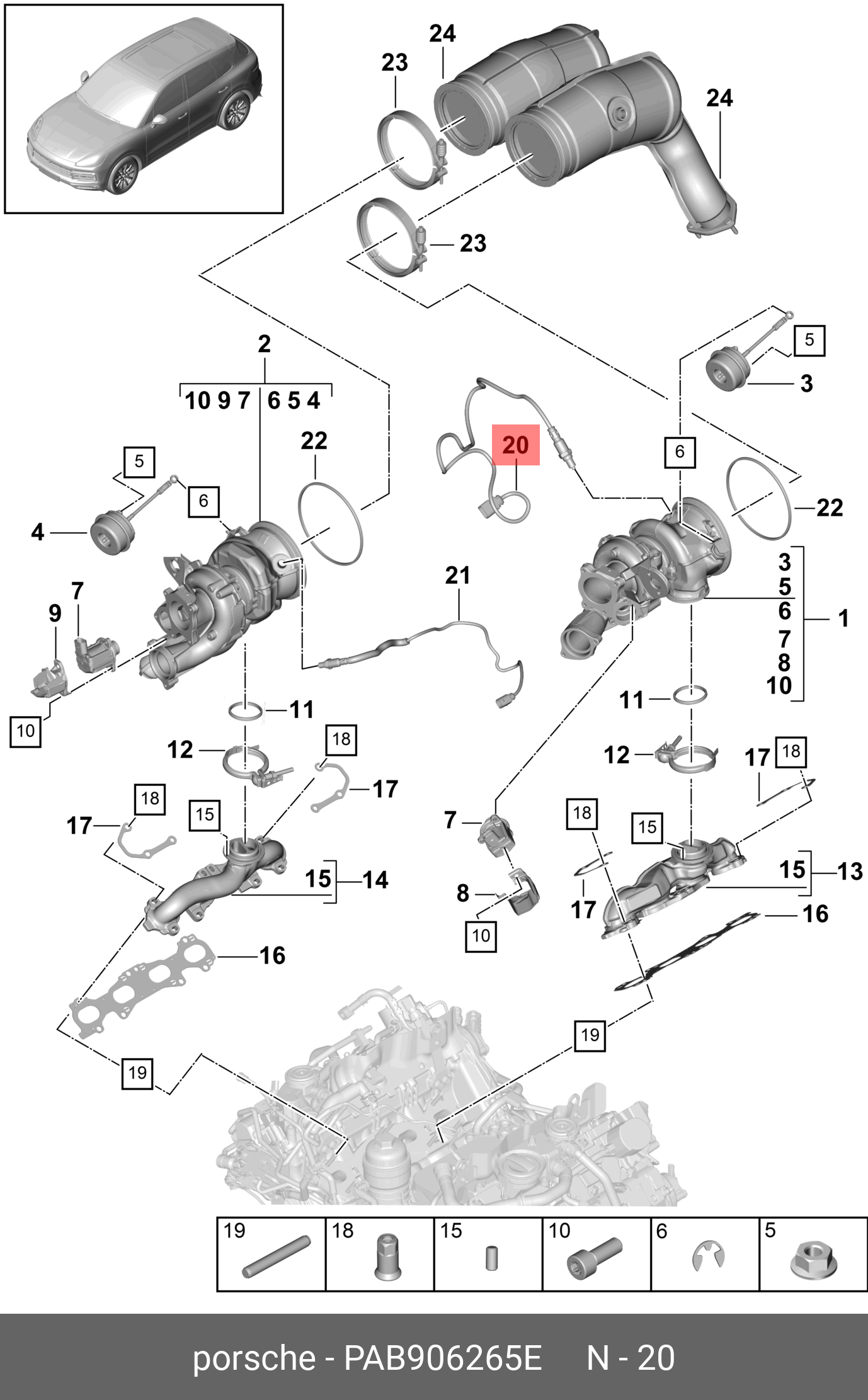 Лямбда-зонд 5-8 цилиндры Porsche PAB906265E