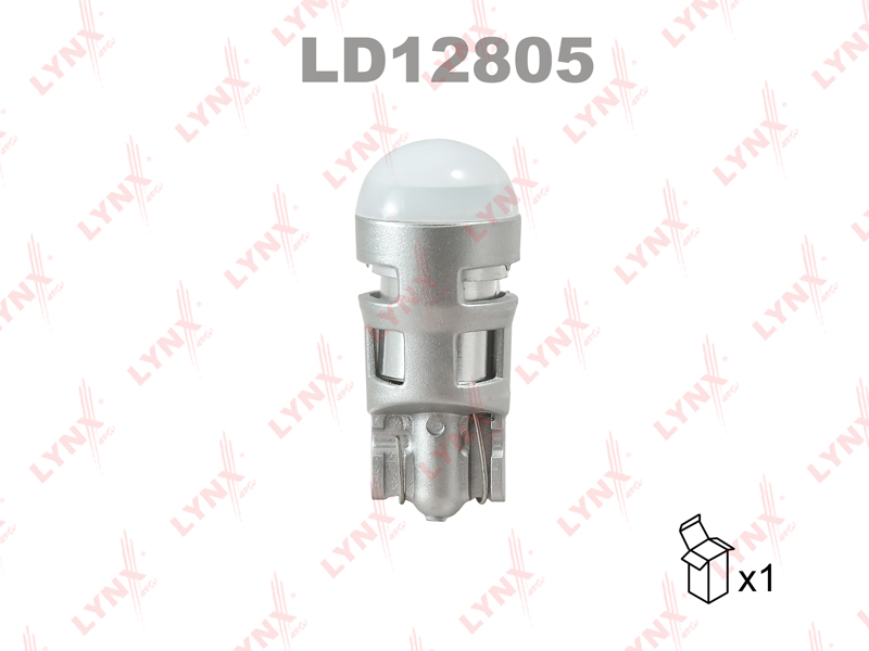 Лампа светодиодная LED W5W T10 12V W2,1x9,5d SMDx1 6500k - LYNXauto LD12805