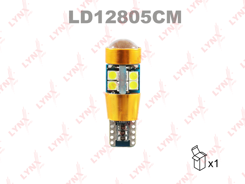 Лампа светодиодная LED W5W T10 12V W2,1x9,5d SMDx19 6200k CANbus - LYNXauto LD12805CM