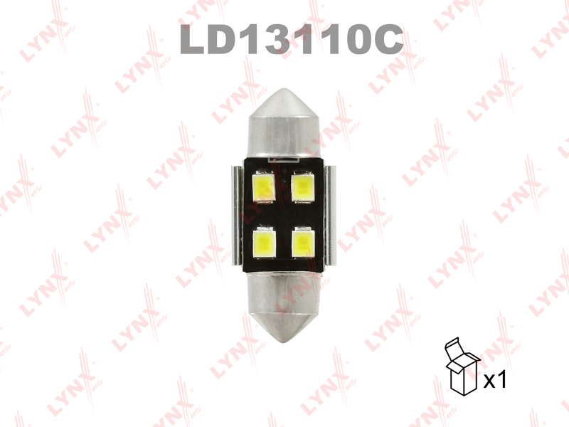 Лампа светодиодная LED c10w T11x31 12V sv8,5-8 SMDx4 7000k CANbus - LYNXauto LD13110C