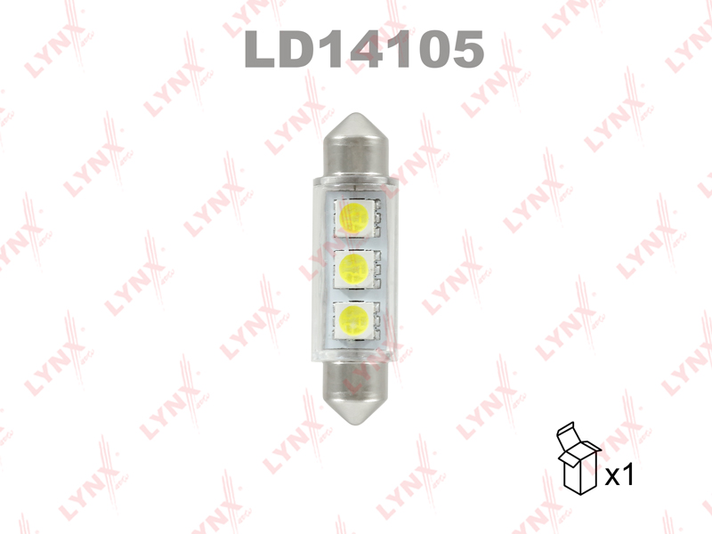 Лампа светодиодная LED C5W T11x41 12V sv8,5-8 SMDx3 7000k - LYNXauto LD14105
