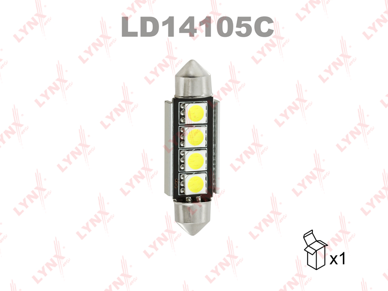 Лампа светодиодная LED C5W T11x41 12V sv8,5-8 SMDx4 7000k CANbus - LYNXauto LD14105C