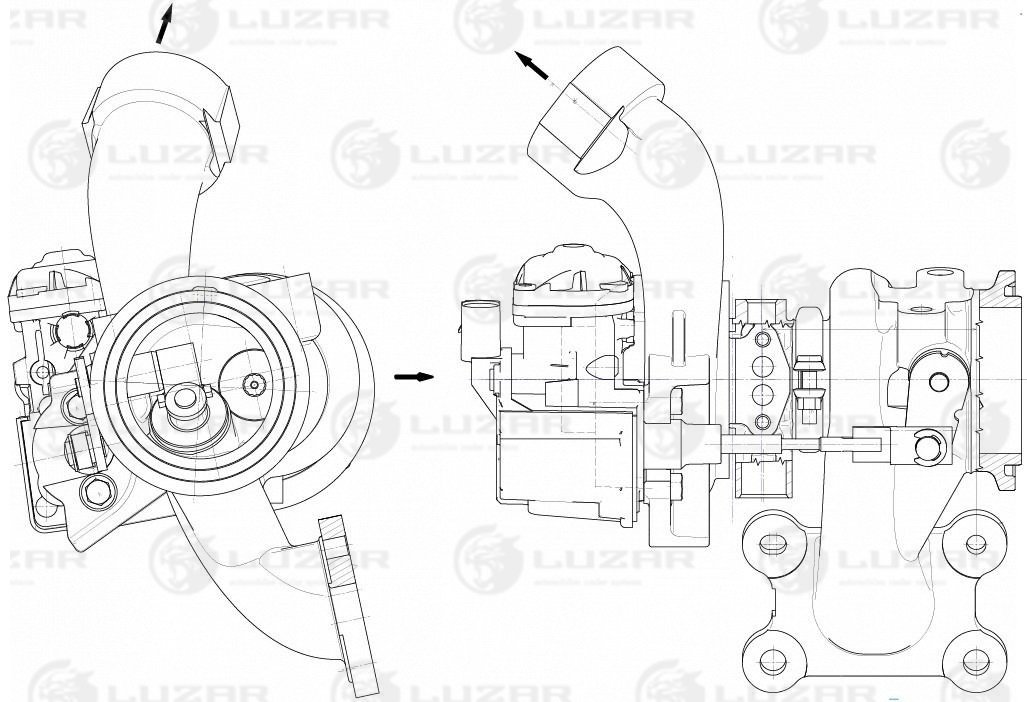 Турбокомпрессор для а/м VW Golf (13-)/Polo (10-) 1.4t [cmba, cxsa] (тип td025 M2) - Luzar LAT 1851