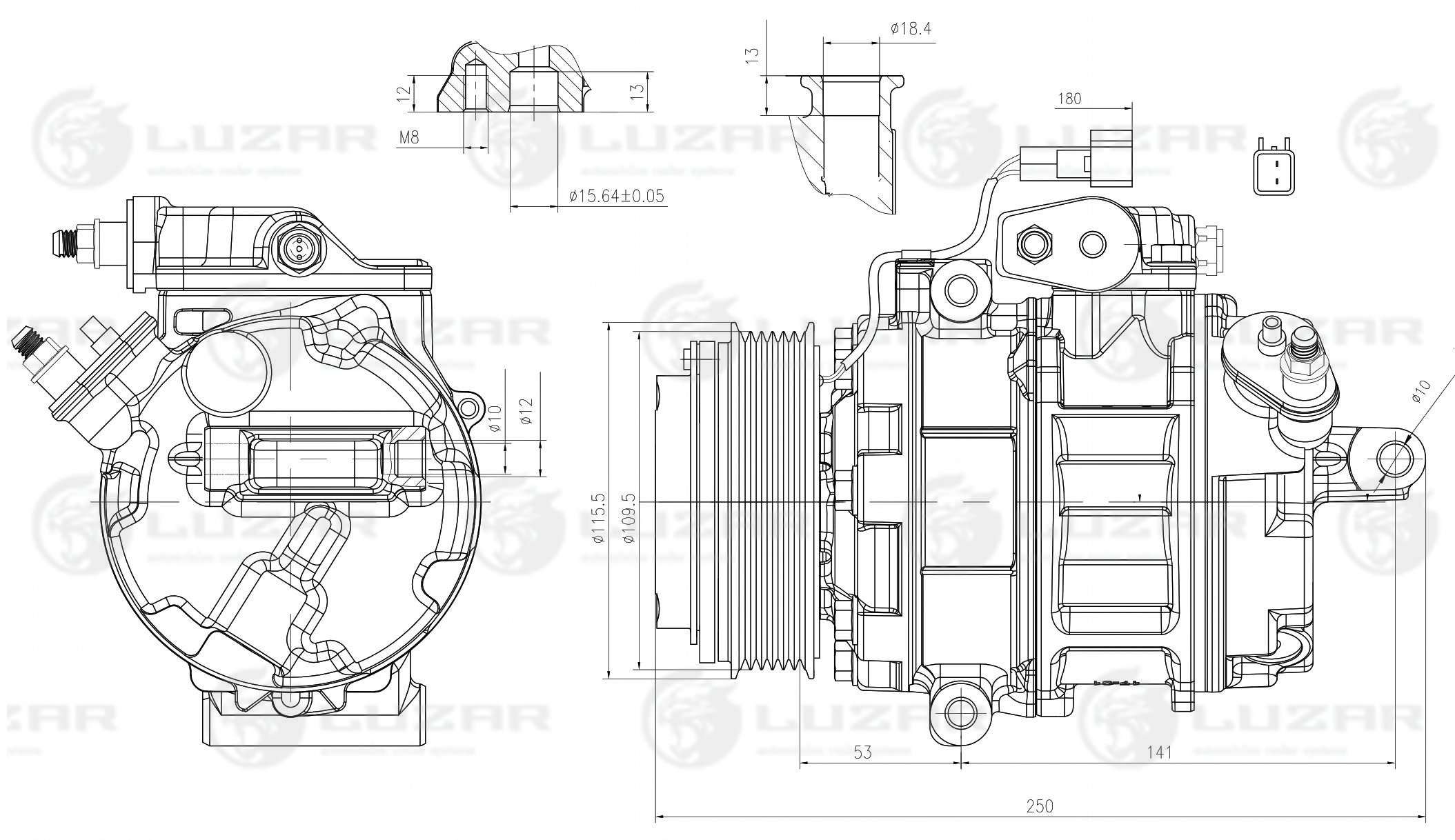 Компрессор кондиционера для а/м Ford Explorer (11-) 3.5i - Luzar LCAC 1011