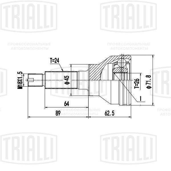 Шрус для а/м Suzuki SX4 (06-) 1.6 4WD (наруж. зад.) () | зад | - Trialli GO 2407