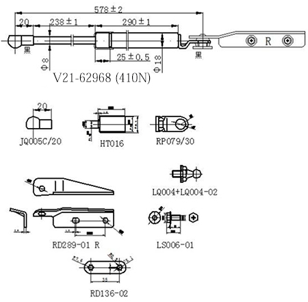 Амортизатор багажника V21 62968 - JETT V2162968
