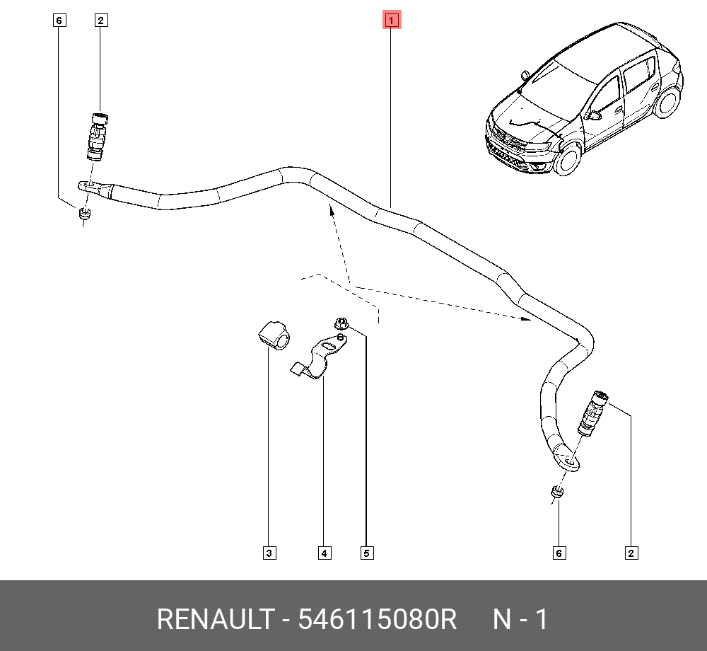 Стабилизатор попер устойчивости ПЕР - Renault 546115080R