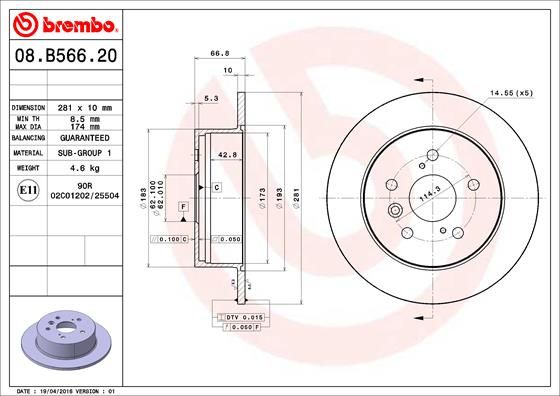 Диск тормозной UV Coated | зад | - Brembo 08.B566.21