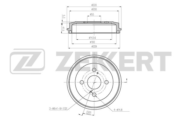 Барабан тормозной задний subaru justy 07- daihatsu materia 06- cuore vii 07- sirion ii 05- Zekkert BS-6465 Дайхатсу Субару Тойота 2852₽