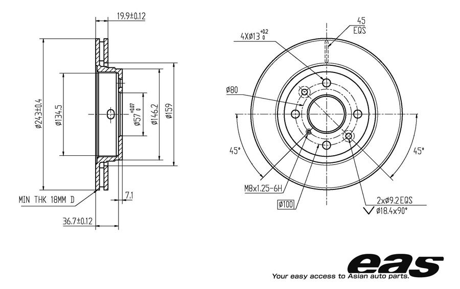 Диск тормозной передний - EAS EBD11002