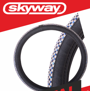 Оплетка руля m Crystal-1 экокожа синие стразы - SKYWAY S01102462