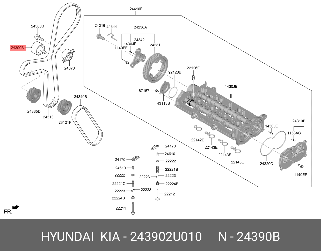 Ролик промежуточный ремня ГРМ - Hyundai/Kia 24390-2U010