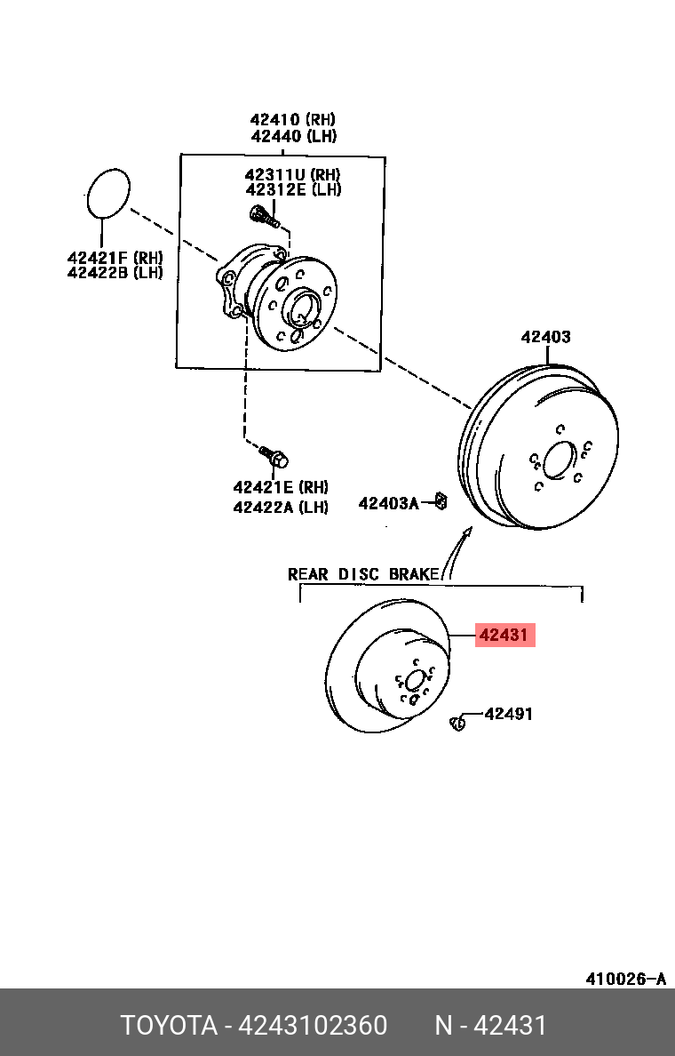 Диск тормозной - Toyota 42431-02360