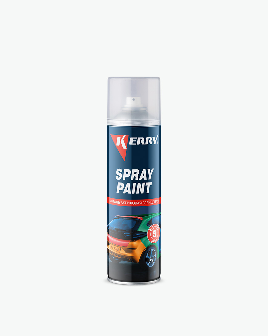 Эмаль акриловая быстросохнущая spray paint Глянцевая чёрная 405 мл - Kerry KR-011