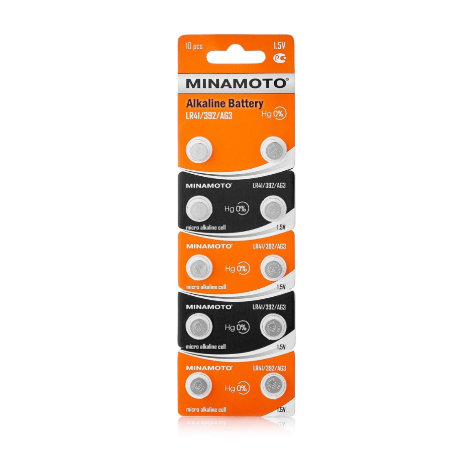 Батарейкa minamoto AG 3, 1.5 в Japan (lr41) 10/card цена 1 шт - Auto-GUR AG3