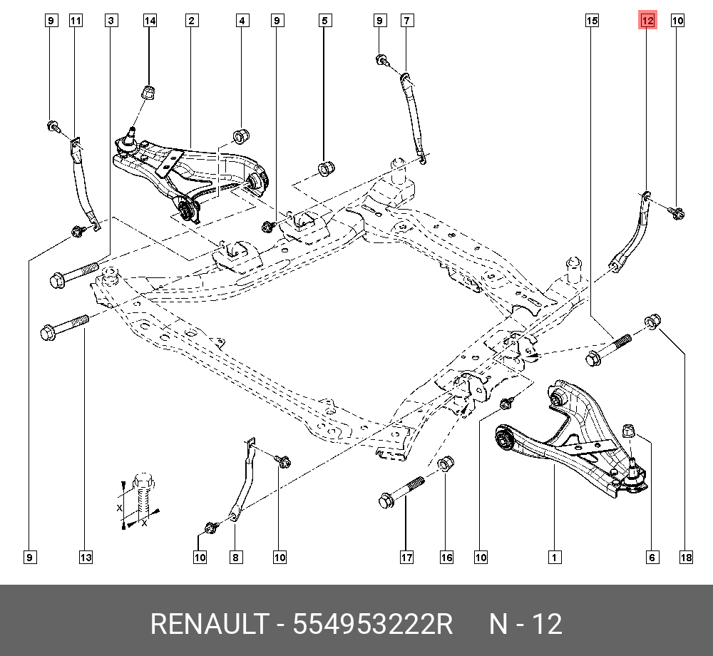 Тяга подрамника ЛЕВ 2-Я - Renault 554953222R