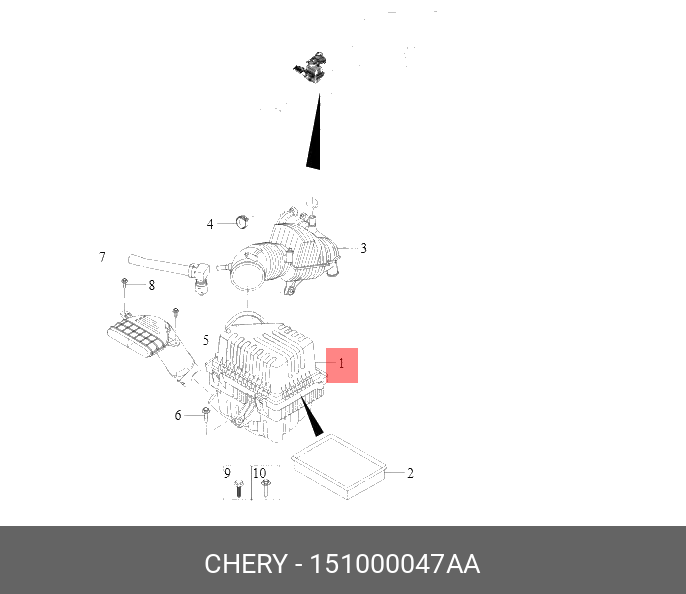 Воздушный фильтр в сборе t1a/t1e/t1d - Chery/Exeed 151000047AA
