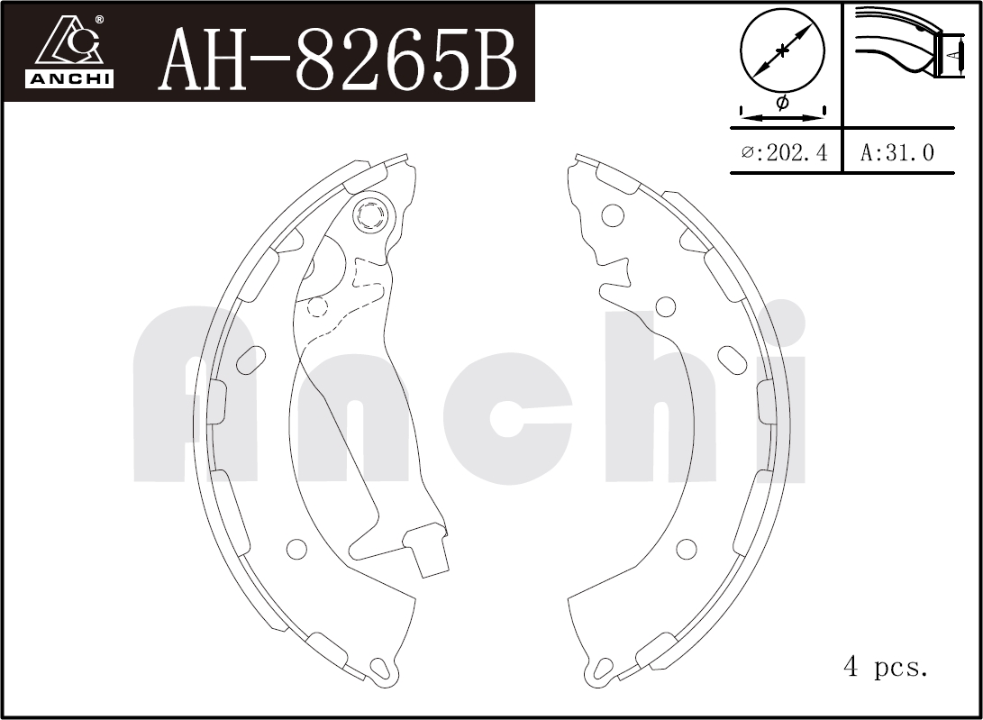 Тормозные колодки барабанные - Anchi AH8265B