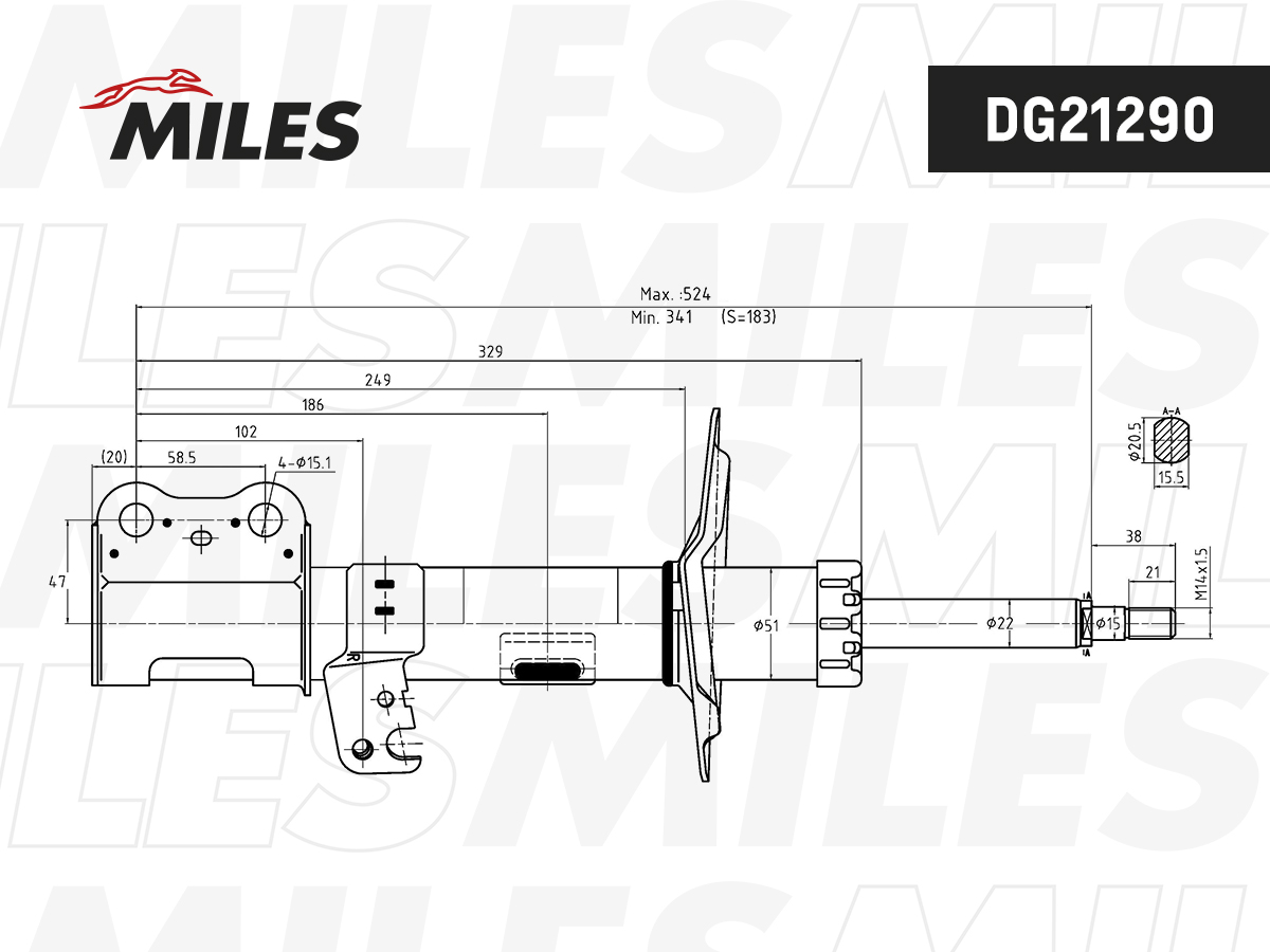 Амортизатор toyota corolla 02- пер.прав.газ - Miles DG21290