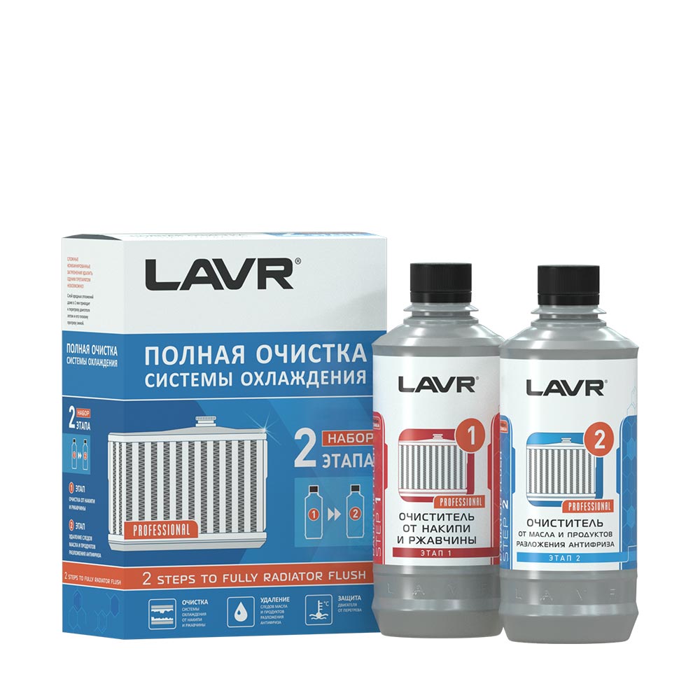 Набор Полная очистка системы охлаждения в 2 этапа для коммерческого транспорта, 1 л - LAVR LN1110