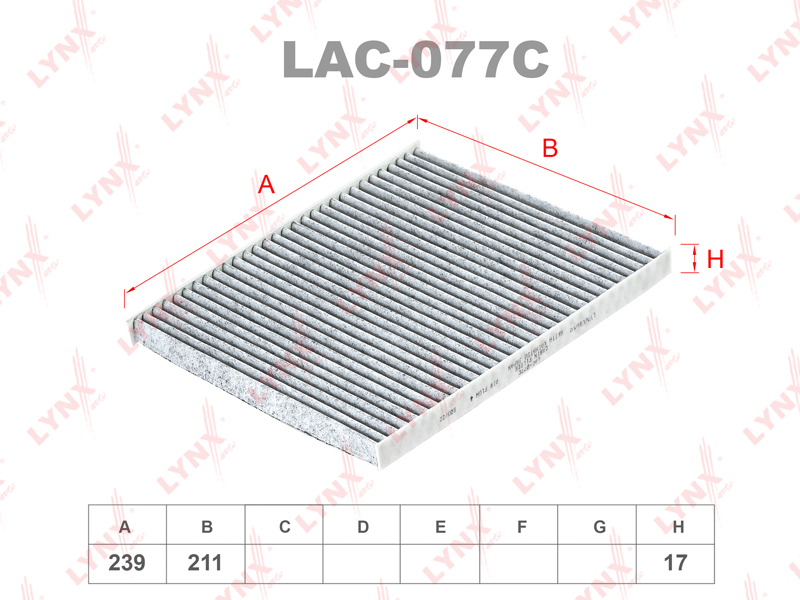 Фильтр салонный угольный - LYNXauto LAC-077C