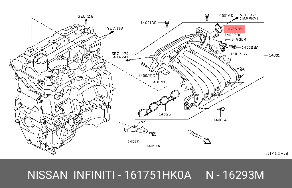 Комплект прокладок головки блока цилиндров - Nissan 16175-1HK0A