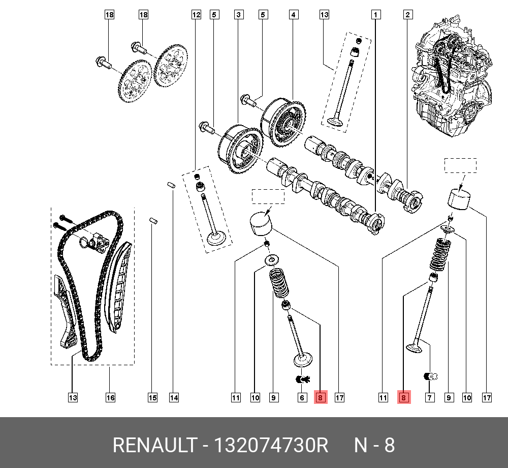 Комплект прокладок головки блока цилиндров - Renault 13 20 747 30R