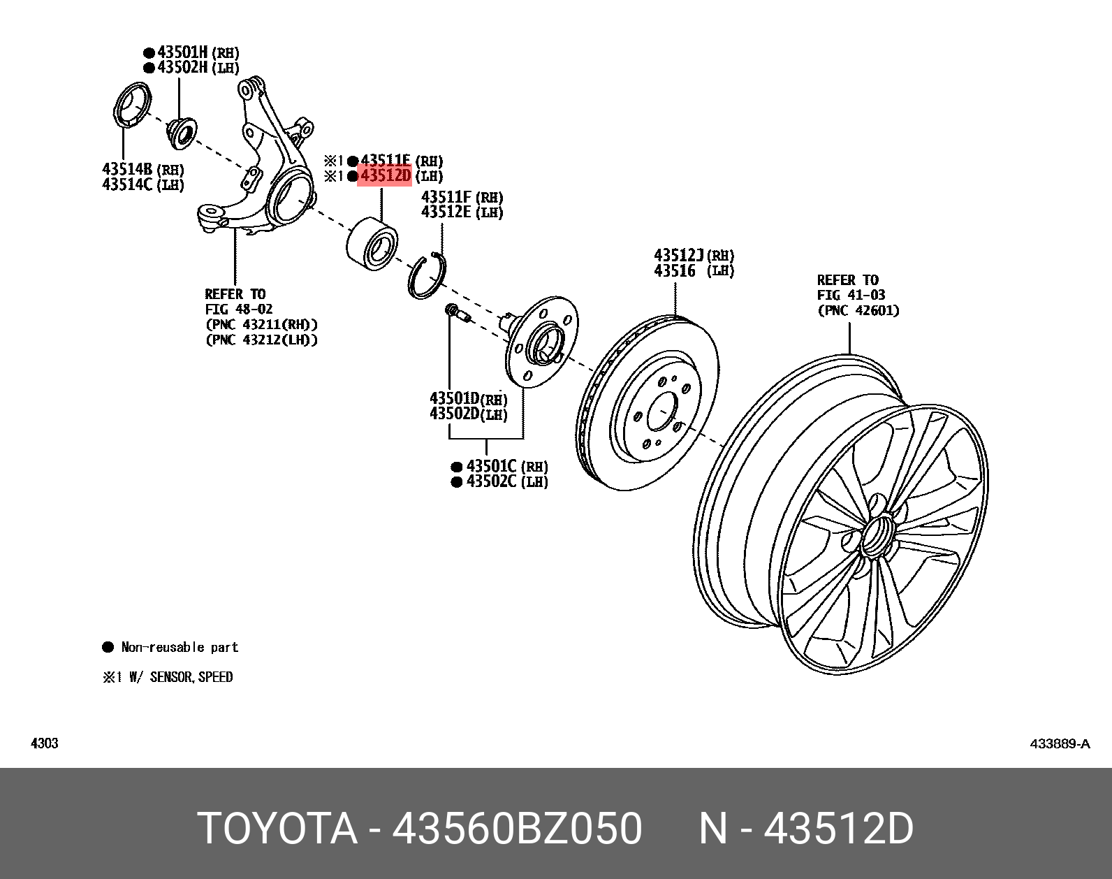 Подшипник ступицы - Toyota 43560-BZ050