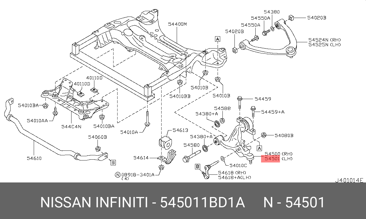 Сайлентблок задний переднего левого рычага | зад лев | - Nissan 54501-1BD1A