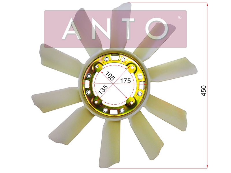 Крыльчатка вентилятора toyota hiluxvigofortuner 5LE 04- лев. руль - ANTO ASB15217
