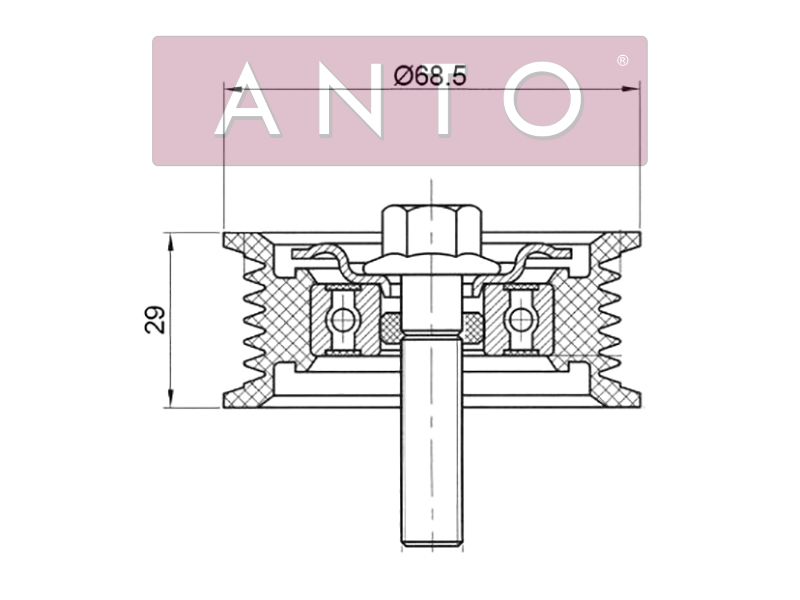 Ролик натяжителя приводного ремня hyundai ix35kia sorentosportage 2,02,4 08- - ANTO ASB20188