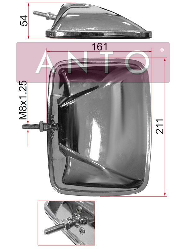 Зеркало нижнего вида isuzu giga трапеция (211x161mm) ANTO                ASB64530