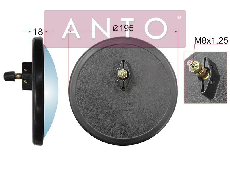 Зеркало нижнего вида круглое mercedes axor(mini) (d195mm) - ANTO ASB64544