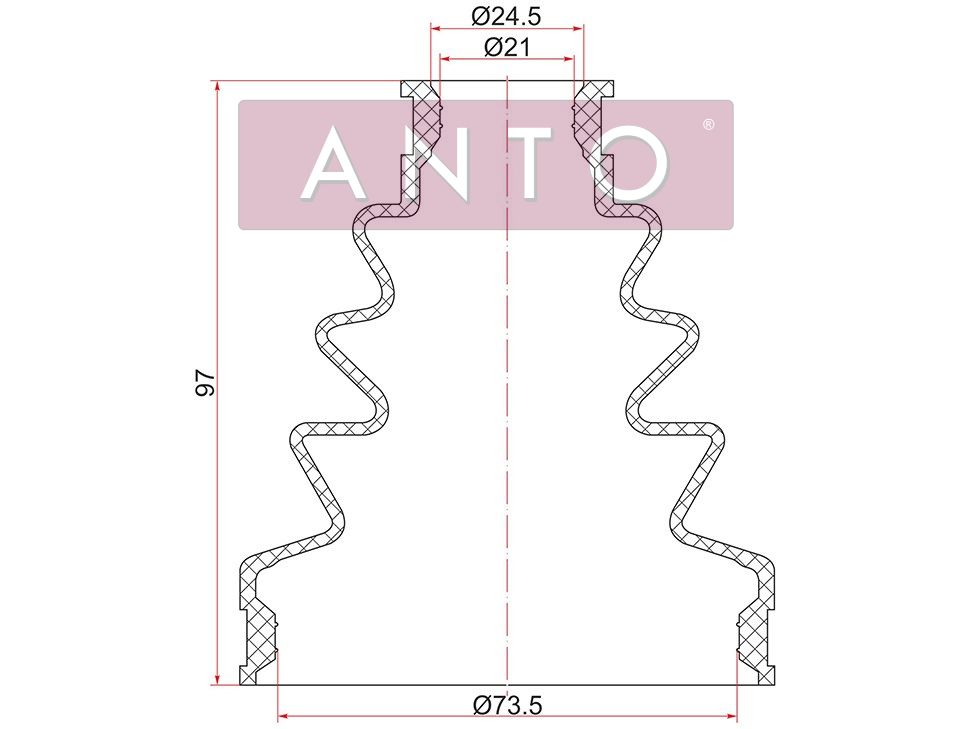 Пыльник шруса внутренний FR honda cr-v RD1 (2 хомута. резина) - ANTO ASB8263