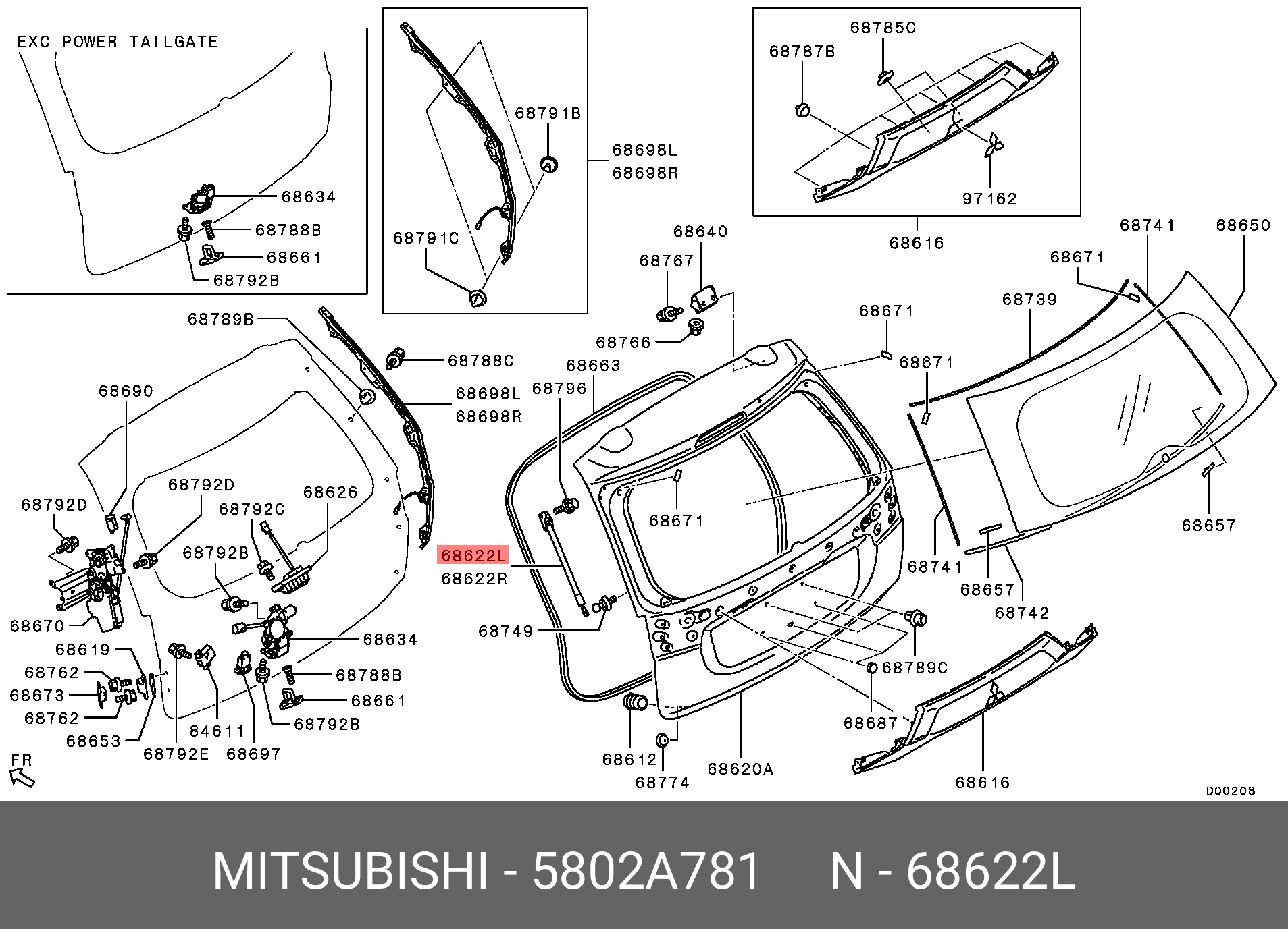 Амортизатор багажника - Mitsubishi 5802A781