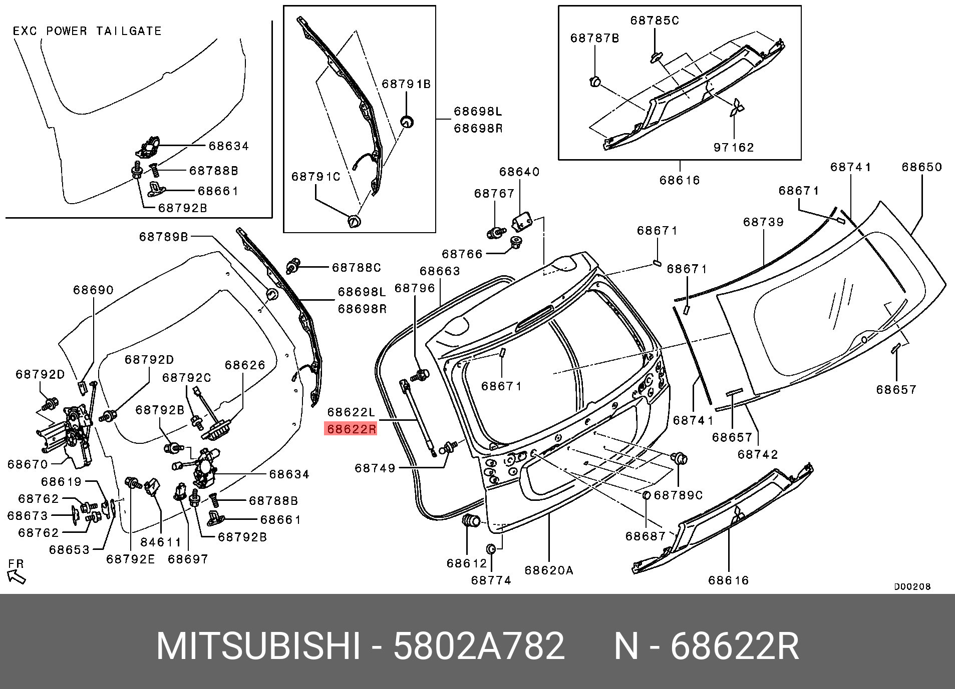 Амортизатор багажника - Mitsubishi 5802A782