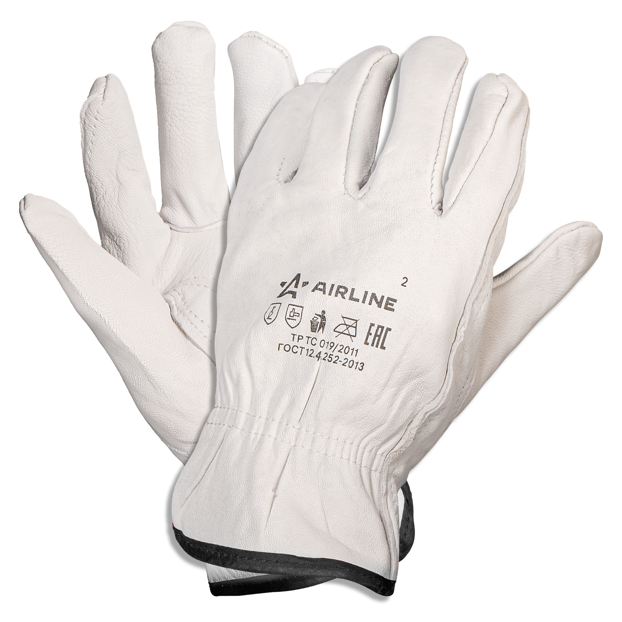 Перчатки водительские, натуральная мягкая кожа (XL) белые - AIRLINE ADWG105