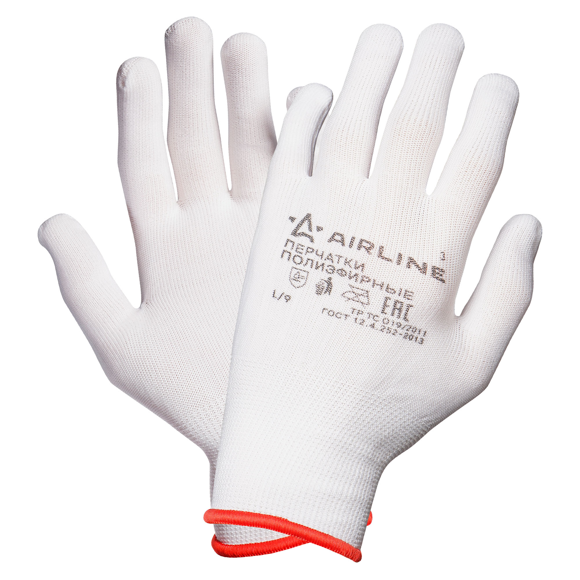 Перчатки полиэфирные (L) белые - AIRLINE ADWG005