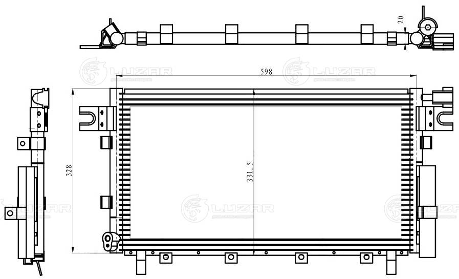 Радиатор кондиц. для а/м Great Wall Hover H5 (10-) 2.4i (крепл. трубки сзади) - Luzar LRAC 3009