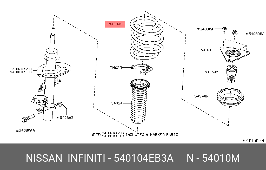 Пружина ходовой части | перед | - Nissan 54010-4EB3A