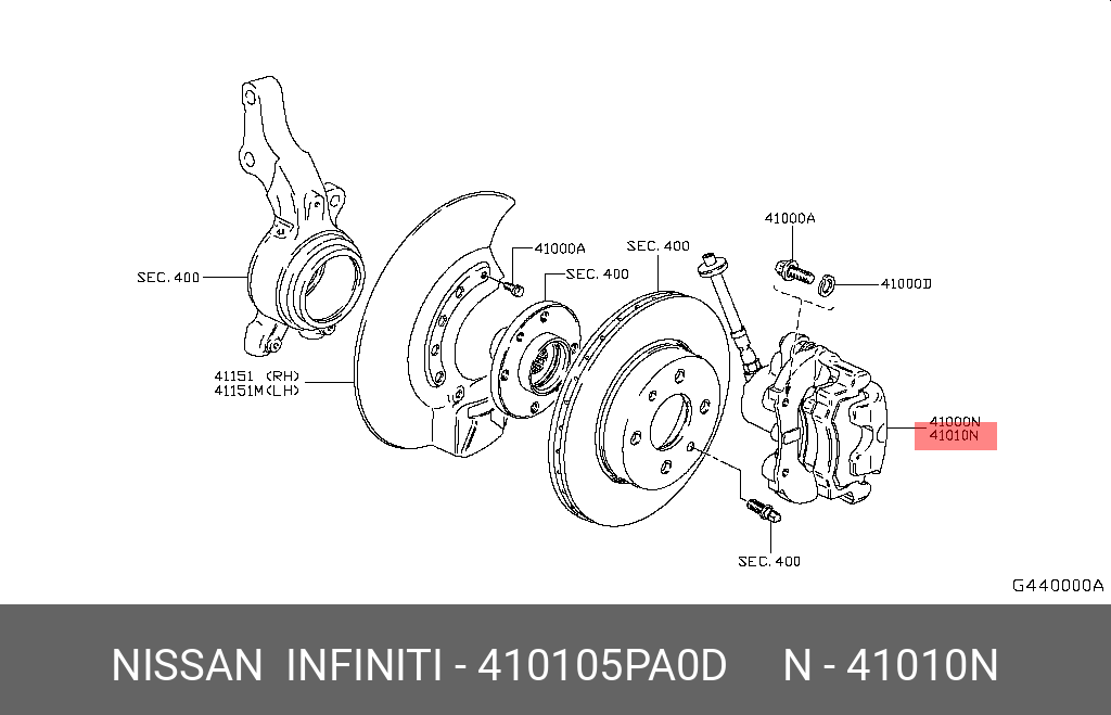 Колодки тормозные дисковые - Nissan 41010-5PA0D